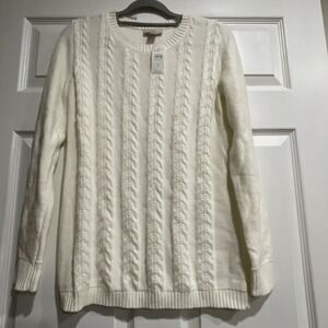 Banana Republic Factory Cable Knit Beige Long Sleeve Sweater Size Small NEW